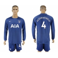 Tottenham Hotspur #4 Alderweireld Away Long Sleeves Soccer Club Jersey