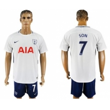 Tottenham Hotspur #7 Son White Blue Soccer Club Jersey