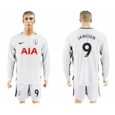 Tottenham Hotspur #9 Janssen Home Long Sleeves Soccer Club Jersey