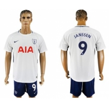 Tottenham Hotspur #9 Janssen White Blue Soccer Club Jersey