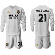 Valencia #21 Andre Gomes Home Long Sleeves Soccer Club Jersey