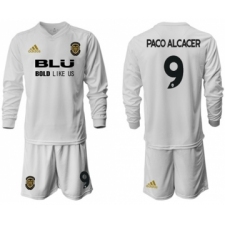 Valencia #9 Paco Alcacer Home Long Sleeves Soccer Club Jersey