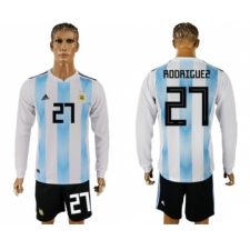 Argentina #27 Rodriguez Home Long Sleeves Soccer Country Jersey