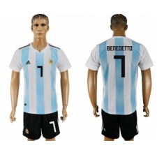 Argentina #7 Benedetto Home Soccer Country Jersey