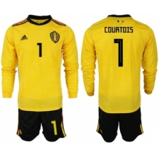 Belgium #1 Courtois Away Long Sleeves Soccer Country Jersey