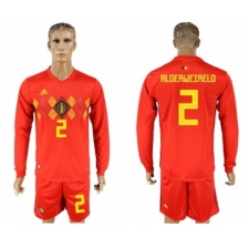 Belgium #2 Alderweireld Red Home Long Sleeves Soccer Country Jersey