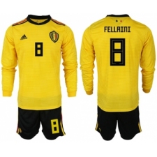 Belgium #8 Fellaini Away Long Sleeves Soccer Country Jersey