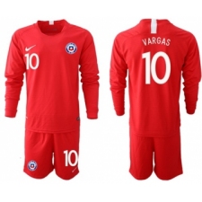 Chile #10 Vargas Home Long Sleeves Soccer Country Jersey