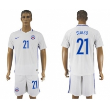 Chile #21 Suazo Away Soccer Country Jersey