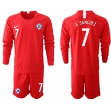 Chile #7 A.Sanchez Home Long Sleeves Soccer Country Jersey