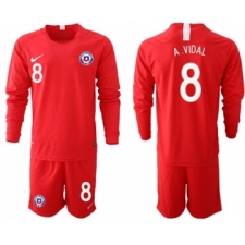 Chile #8 A.Vidal Home Long Sleeves Soccer Country Jersey