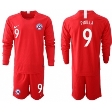 Chile #9 Pinilla Home Long Sleeves Soccer Country Jersey