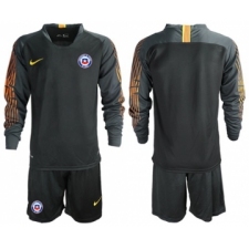 Chile Blank Black Goalkeeper Long Sleeves Soccer Country Jersey