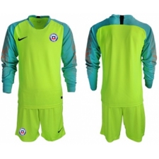 Chile Blank Shiny Green Goalkeeper Long Sleeves Soccer Country Jersey