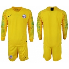 Chile Blank Yellow Goalkeeper Long Sleeves Soccer Country Jersey