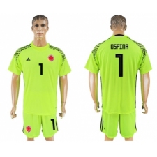Colombia #1 Ospina Shiny Green Goalkeeper Soccer Country Jersey