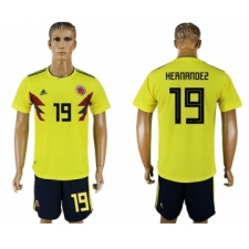 Colombia #19 Hernandez Home Soccer Country Jersey