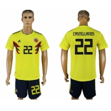 Colombia #22 Castellanos Home Soccer Country Jersey