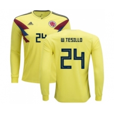 Colombia #24 W.Tesillo Home Long Sleeves Soccer Country Jersey