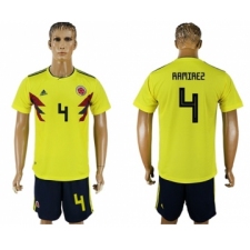 Colombia #4 Ramirez Home Soccer Country Jersey