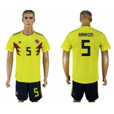Colombia #5 Barrios Home Soccer Country Jersey