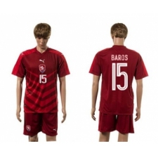 Czech #15 Baros Red Home Soccer Country Jersey
