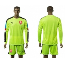 Czech Blank Shiny Green Goalkeeper Long Sleeves Soccer Country Jersey