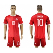 Danmark #10 Eriksen Red Home Soccer Country Jersey