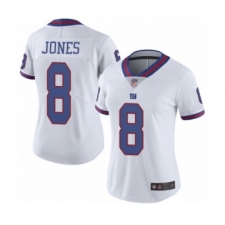 Women's New York Giants #8 Daniel Jones Limited White Rush Vapor Untouchable Football Jersey