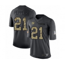 Men's New York Giants #21 Jabrill Peppers Limited Black 2016 Salute to Service Football Jersey