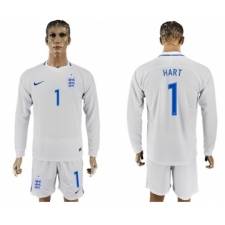 England #1 Hart Home Long Sleeves Soccer Country Jersey