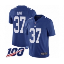 Men's New York Giants #37 Julian Love Royal Blue Team Color Vapor Untouchable Limited Player 100th Season Football Jersey