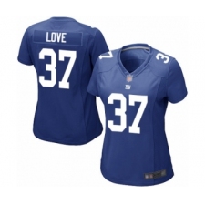 Women's New York Giants #37 Julian Love Game Royal Blue Team Color Football Jersey