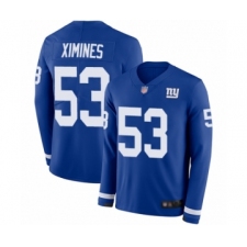 Men's New York Giants #53 Oshane Ximines Limited Royal Blue Therma Long Sleeve Football Jersey