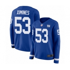 Women's New York Giants #53 Oshane Ximines Limited Royal Blue Therma Long Sleeve Football Jersey
