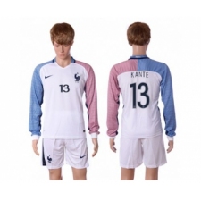 France #13 Kante Away Long Sleeves Soccer Country Jersey