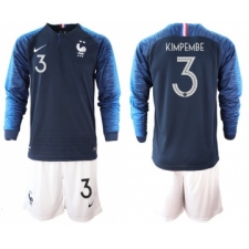 France #3 Kimpembe Home Long Sleeves Soccer Country Jersey