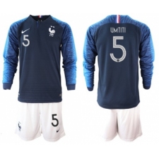 France #5 Umtiti Home Long Sleeves Soccer Country Jersey