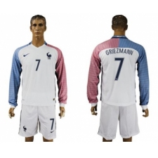 France #7 Griezmann Away Long Sleeves Soccer Country Jersey