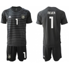 Germany #1 Neuer Black Goalkeeper Soccer Country Jersey