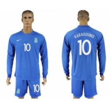 Greece #10 Karagounis Away Long Sleeves Soccer Country Jersey