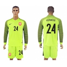 Holland #24 Vermeer Green Long Sleeves Goalkeeper Soccer Country Jersey