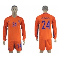 Holland #24 Vermeer Home Long Sleeves Soccer Country Jersey