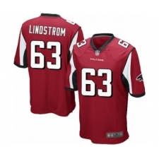 Men's Atlanta Falcons #63 Chris Lindstrom Game Red Team Color Football Jersey