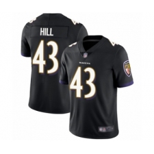 Men's Baltimore Ravens #43 Justice Hill Black Alternate Vapor Untouchable Limited Player Football Jersey
