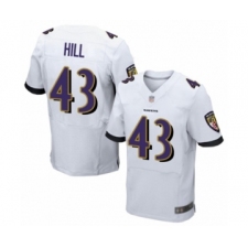 Men's Baltimore Ravens #43 Justice Hill Elite White Football Jersey