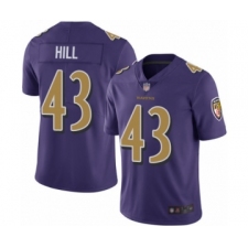 Men's Baltimore Ravens #43 Justice Hill Limited Purple Rush Vapor Untouchable Football Jersey