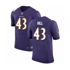 Men's Baltimore Ravens #43 Justice Hill Purple Team Color Vapor Untouchable Elite Player Football Jersey