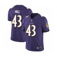 Men's Baltimore Ravens #43 Justice Hill Purple Team Color Vapor Untouchable Limited Player Football Jersey
