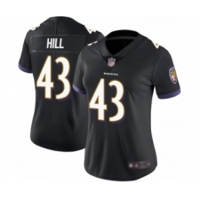Women's Baltimore Ravens #43 Justice Hill Black Alternate Vapor Untouchable Limited Player Football Jersey